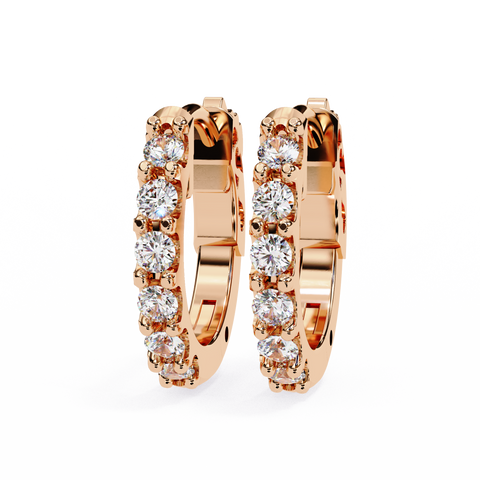 Round stone 14k Gold Diamond Earring  Rose Gold