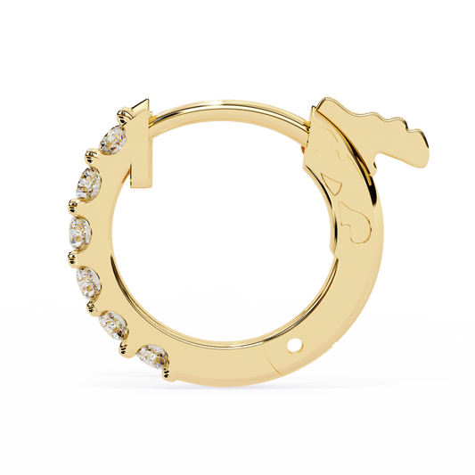 Round stone 14k Gold Diamond Earring  Yellow Gold