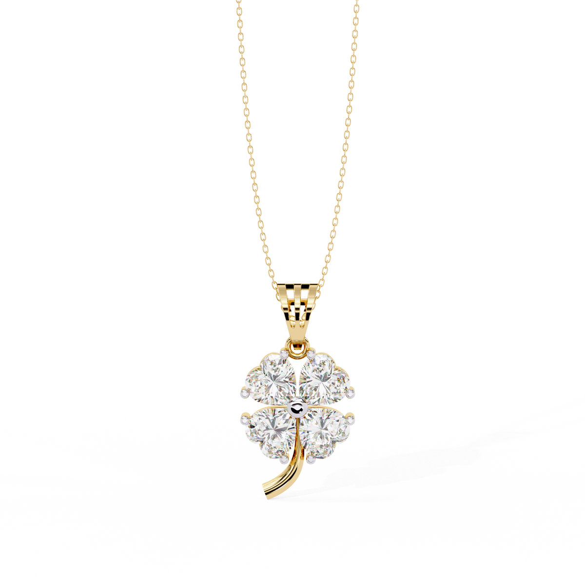 Heart Shape Diamond Pendant Yellow Gold