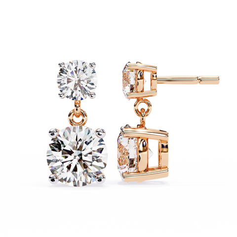 White Round 3.73ct Diamond Earring Rose Gold