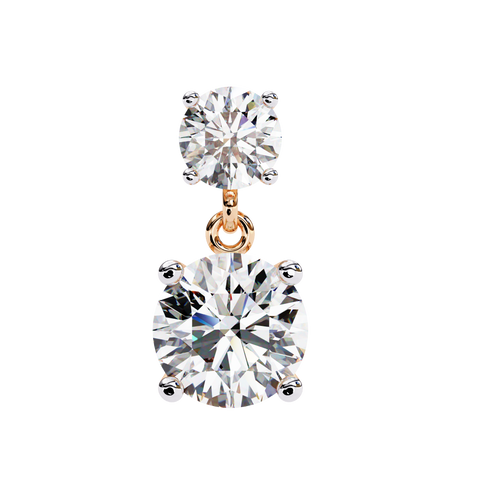 White Round 3.73ct Diamond Earring Rose Gold