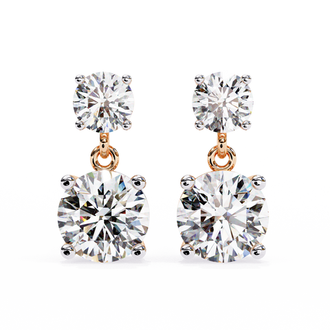 White Round 3.73ct Diamond Earring Rose Gold