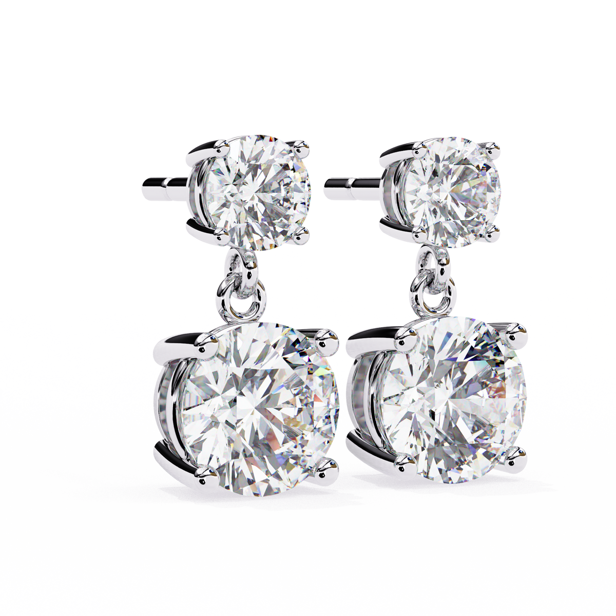 White Round 3.73ct Diamond Earring White Gold