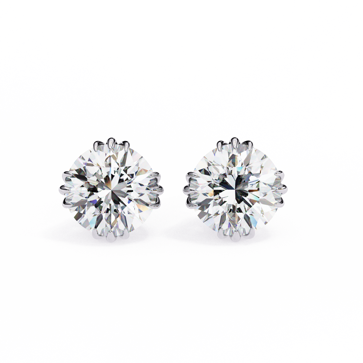 Unique Three-Prong Diamond Stud Earrings