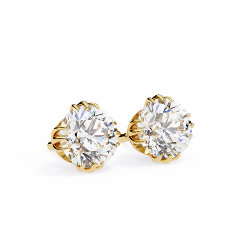 Gold Round Diamond 14k Gold Studs Rose Gold