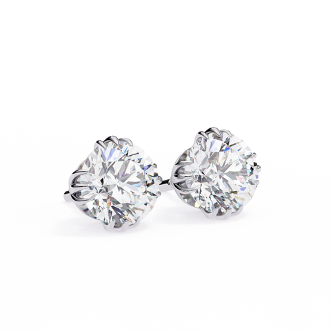 Gold Round Diamond 14k Gold Studs White Gold
