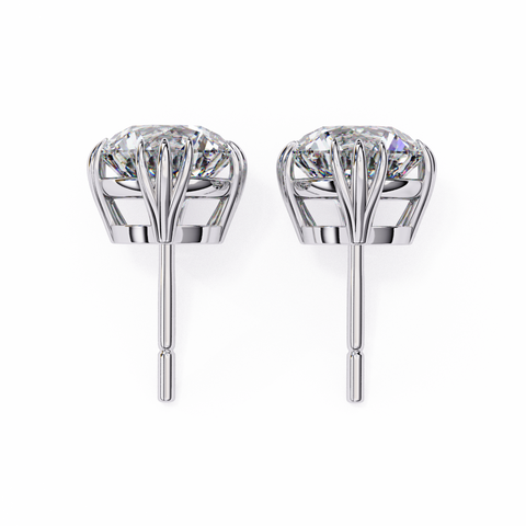 Gold Round Diamond 14k Gold Studs White Gold