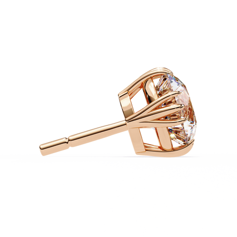 Gold Round Diamond 14k Gold Studs Rose Gold