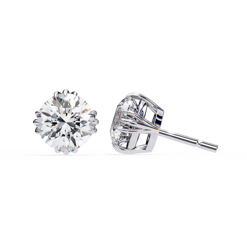 Gold Round Diamond 14k Gold Studs White Gold
