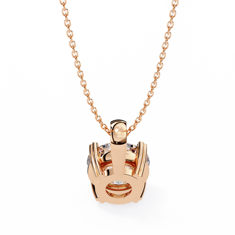 Round 0.93ct 14k Diamond Pendant Rose Gold