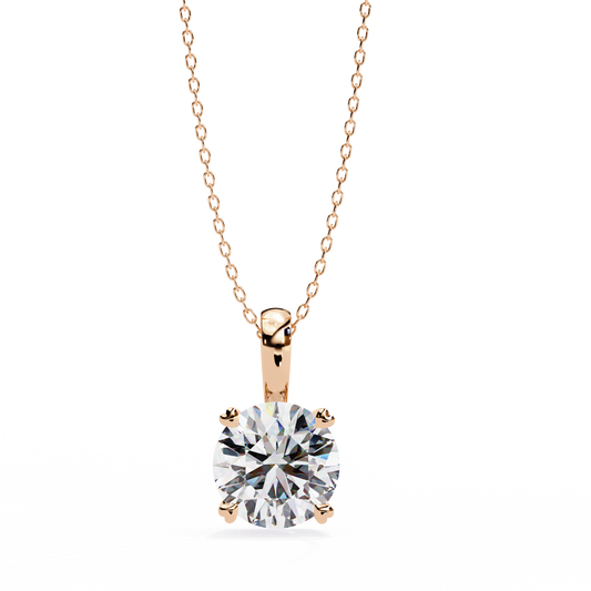 Round 0.93ct 14k Diamond Pendant Rose Gold