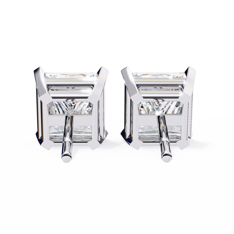 3.04Ct PRINCESS Diamond Gold Earrings White Gold