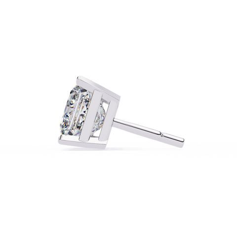3.04Ct PRINCESS Diamond Gold Earrings White Gold