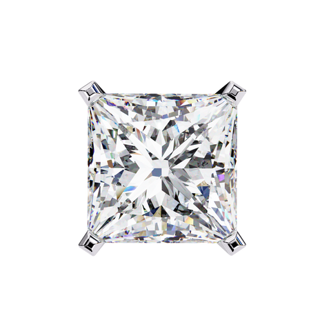 3.04Ct PRINCESS Diamond Gold Earrings White Gold