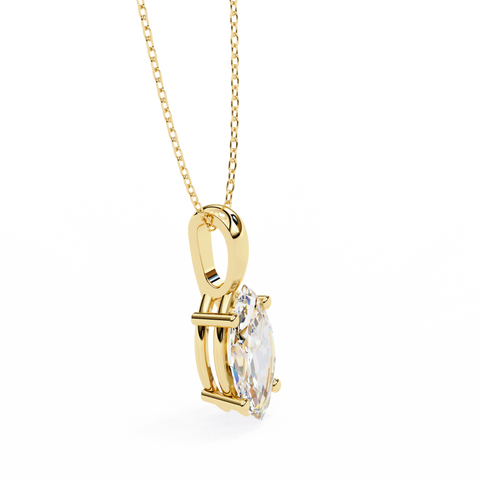 Marquise 0.93ct 14k Diamond Pendant Yellow Gold