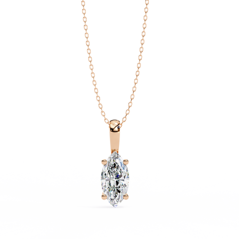 Marquise 0.93ct 14k Diamond Pendant Yellow Gold