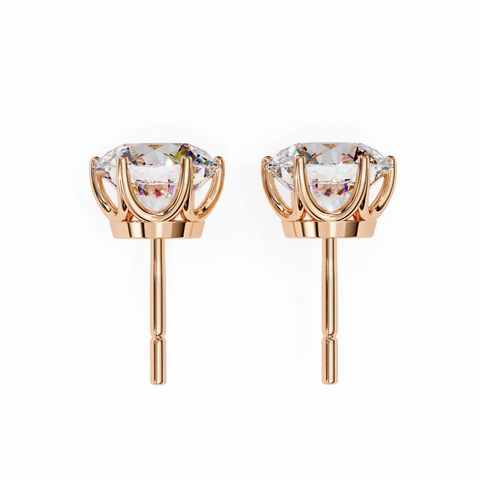 Round Cut 2.57ct 14k Diamond Earrings Rose Gold