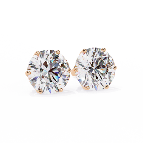 Round Cut 2.57ct 14k Diamond Earrings Rose Gold