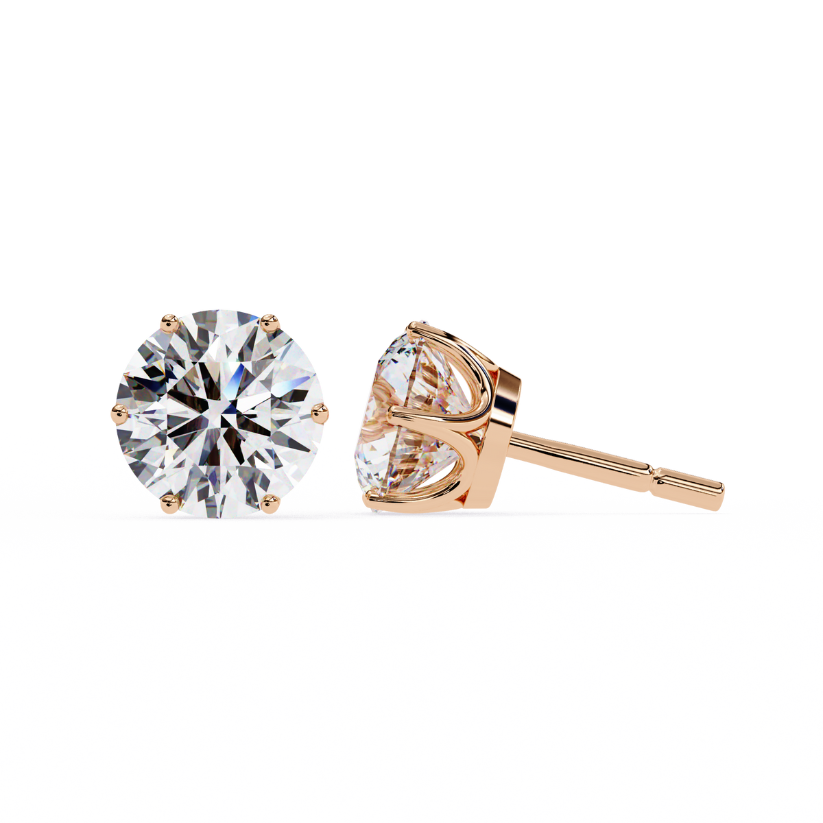 Round Cut 2.57ct 14k Diamond Earrings Rose Gold