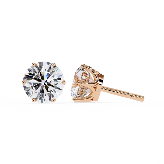 Round Cut 2.57ct 14k Diamond Earrings Rose Gold