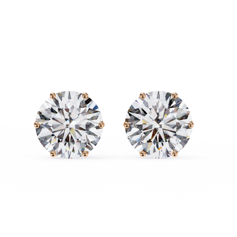 Round Cut 2.57ct 14k Diamond Earrings Rose Gold