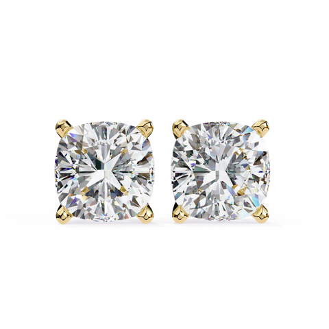 Cushion Square 2.33ct 14k Gold Earrings Yellow Gold