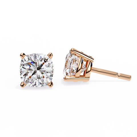 Cushion Square 2.33ct 14k Gold Earrings Rose Gold