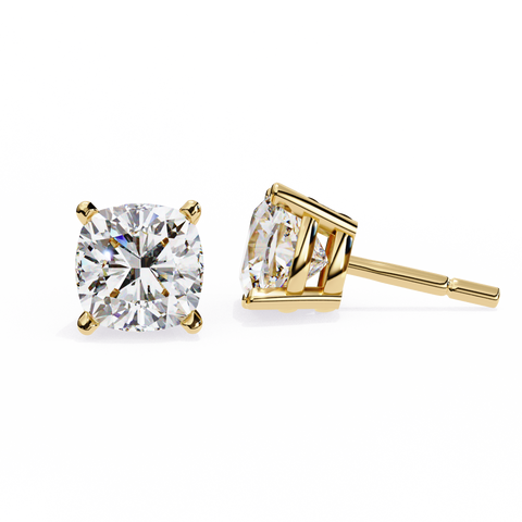 Cushion Square 2.33ct 14k Gold Earrings Yellow Gold