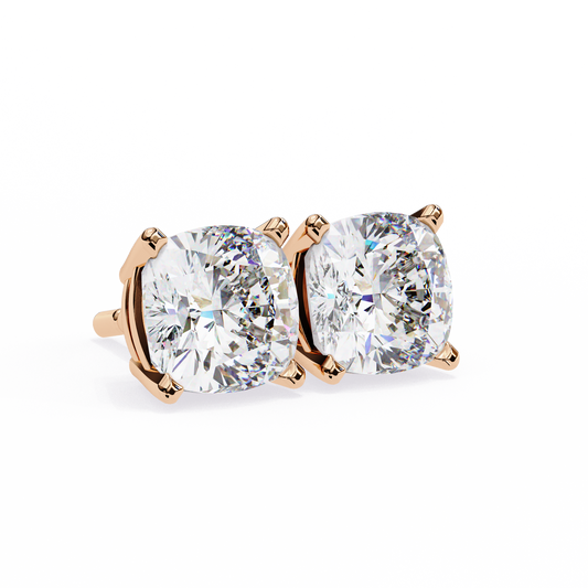 Cushion Square 2.33ct 14k Gold Earrings Rose Gold