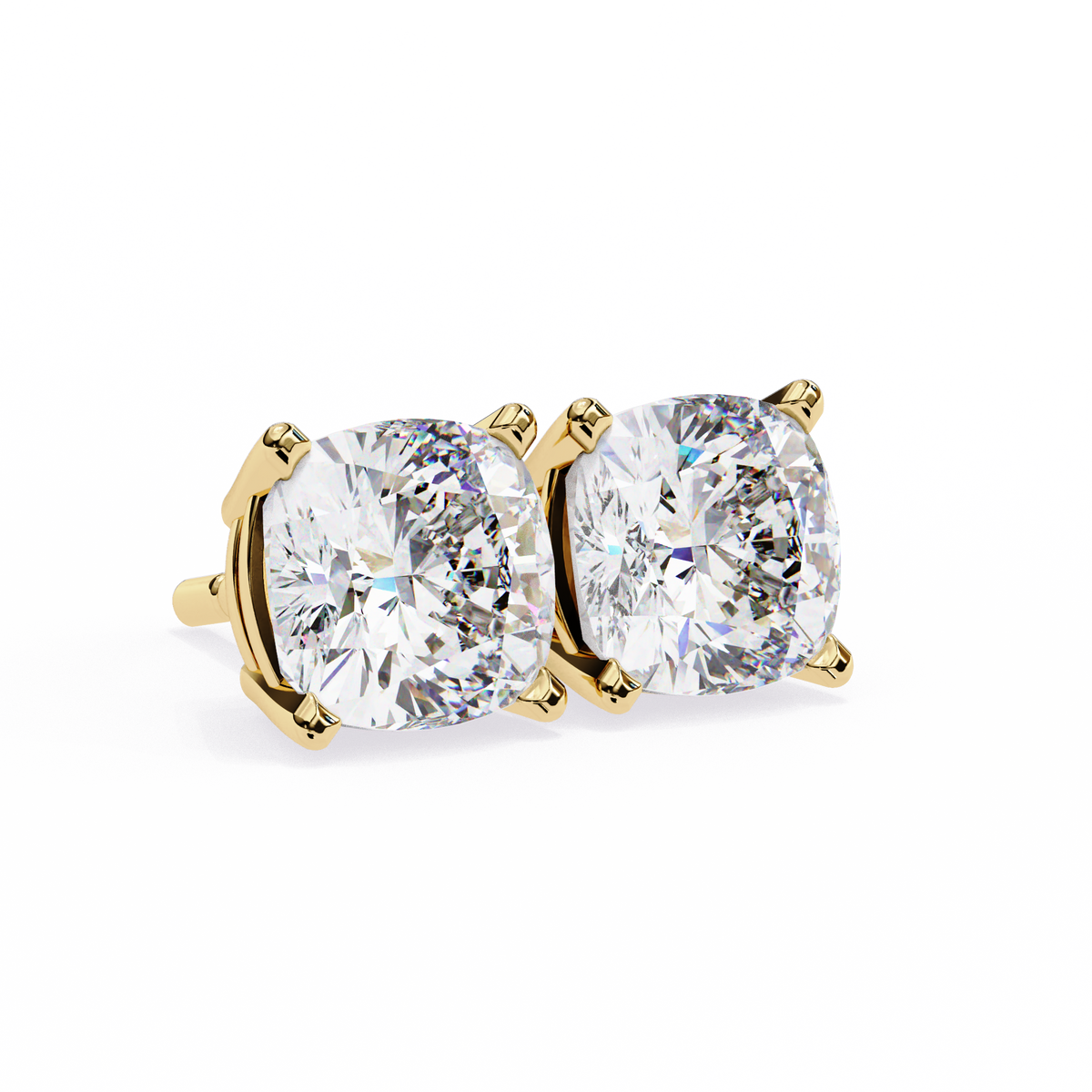 Cushion Square 2.33ct 14k Gold Earrings Yellow Gold