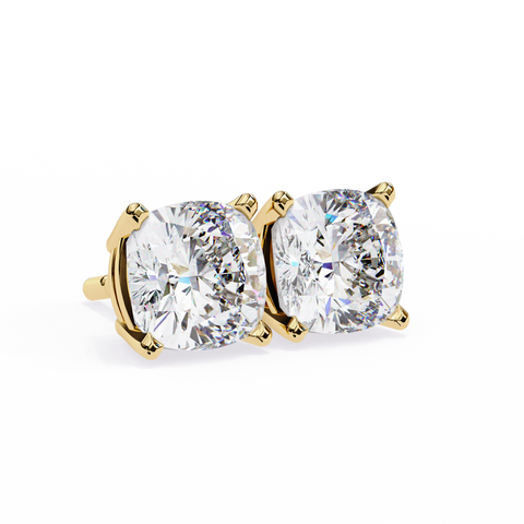 Cushion Square 2.33ct 14k Gold Earrings Yellow Gold