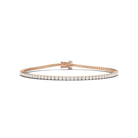 2CTS Round Brilliant Diamond Tennis Bracelet Rose Gold