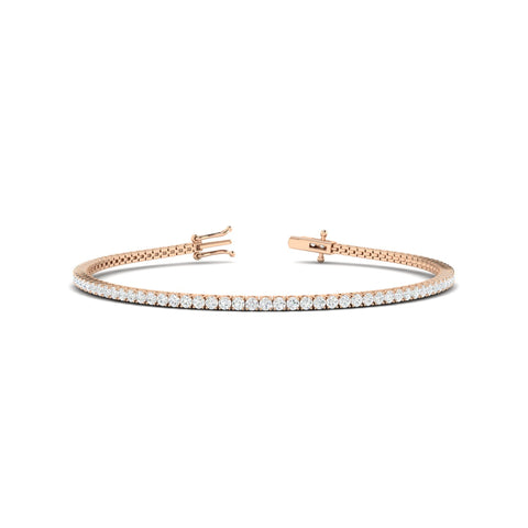 2CTS Round Brilliant Diamond Tennis Bracelet Rose Gold