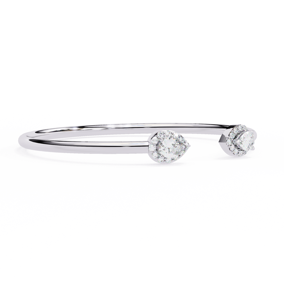 Elegant Round & Pear Diamond Bracelet in 14k White Gold