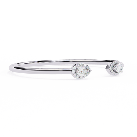 Elegant Round & Pear Diamond Bracelet in 14k White Gold