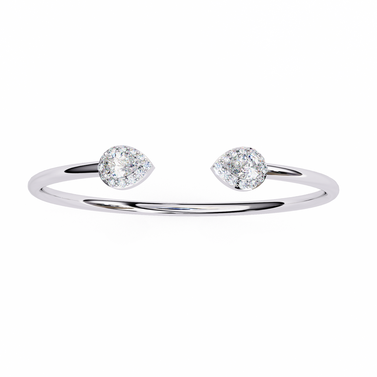 Open Cuff Diamond Pear & Round Lab Made Women Bracelets