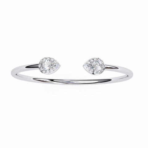 Elegant Round & Pear Diamond Bracelet in 14k White Gold