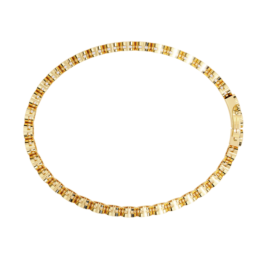 Diamond Studded Platinum Circle Yellow Gold