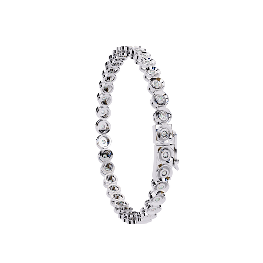 Diamond Studded Platinum Circle White Gold