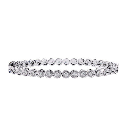 Diamond Studded Platinum Circle White Gold
