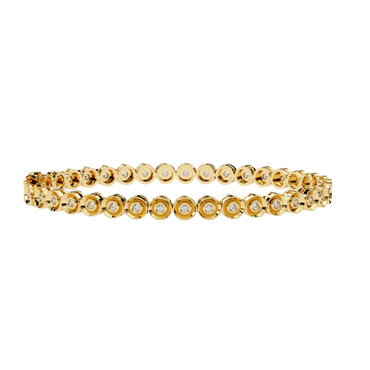Diamond Studded Platinum Circle Yellow Gold