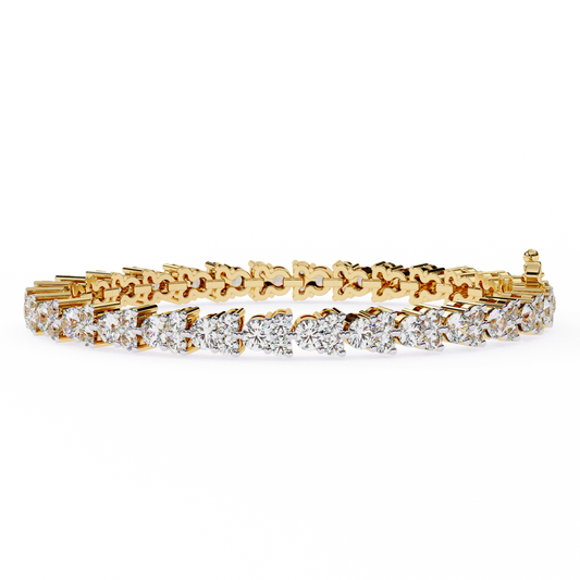 Trio Round Stone Bracelet Yellow Gold