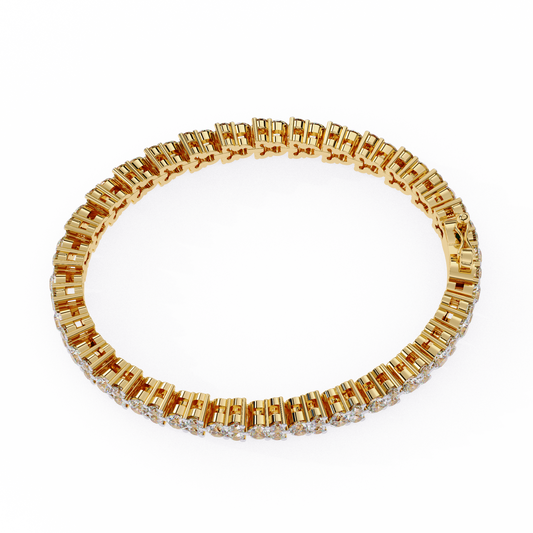Trio Round Stone Bracelet Yellow Gold