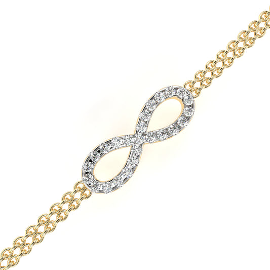 Elegant And Stylish Infinite Double Chain Bracelet Yellow Gold