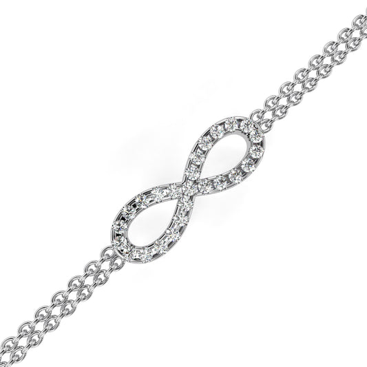 Elegant And Stylish Infinite Double Chain Bracelet White Gold