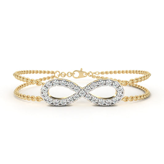 Elegant And Stylish Infinite Double Chain Bracelet Yellow Gold