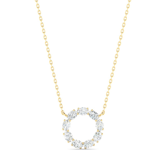 Oval Diamond Circle Pendant Yellow Gold