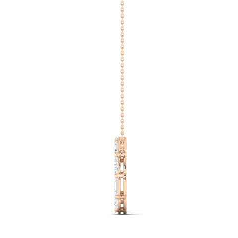 Emerald-cut & Oval Diamond Circle Of Life Pendent Rose Gold