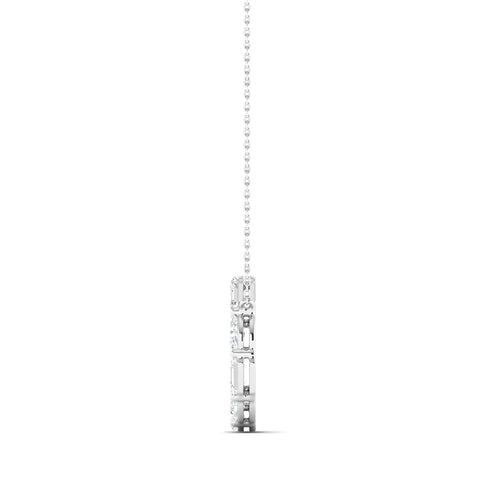 Emerald-cut & Oval Diamond Circle Of Life Pendent White Gold