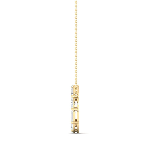 Emerald-cut & Oval Diamond Circle Of Life Pendent Yellow Gold